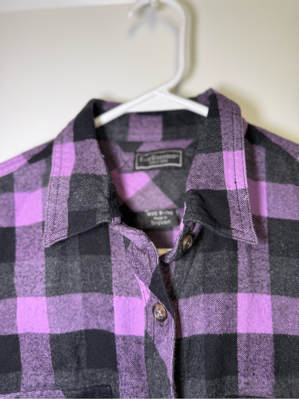 Women’s Purple & Black Plaid Button-Down Flannel 100% cotton - Picture 2 of 14